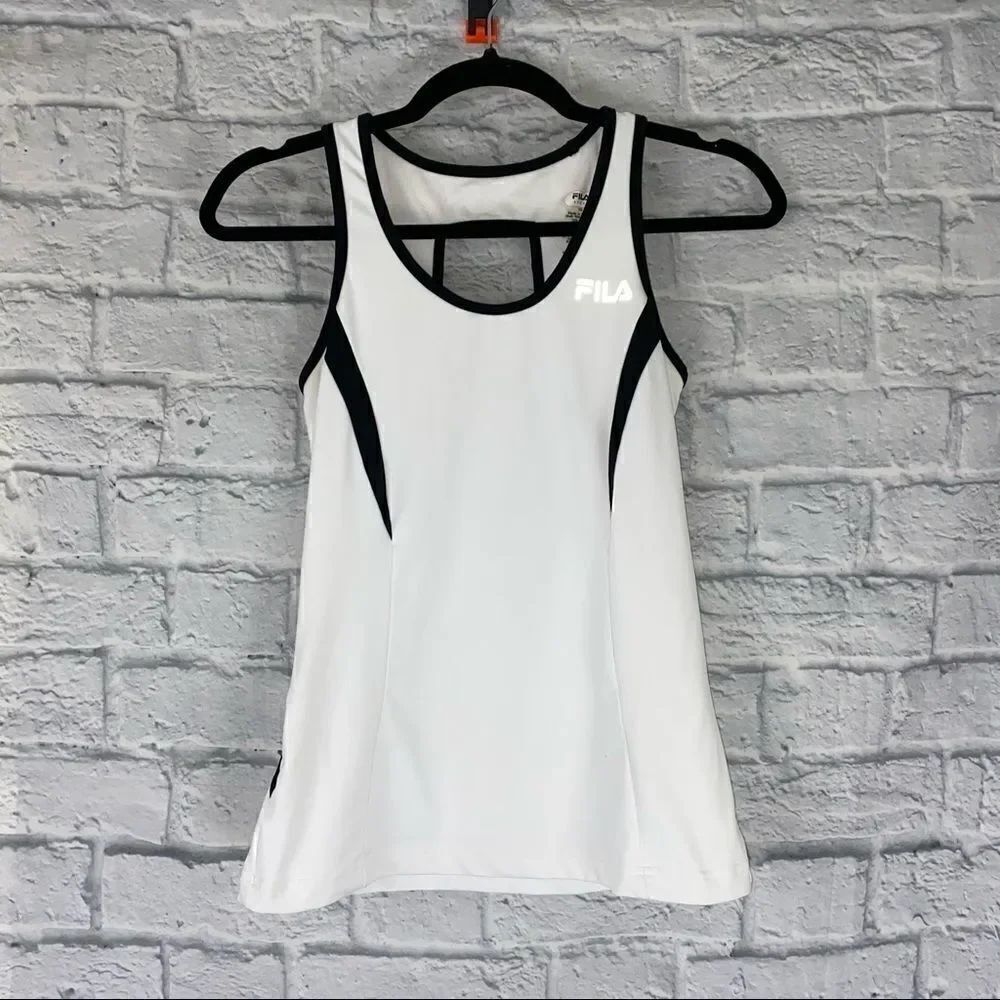 Fila dri fit tank w/pocket white & black sz XS